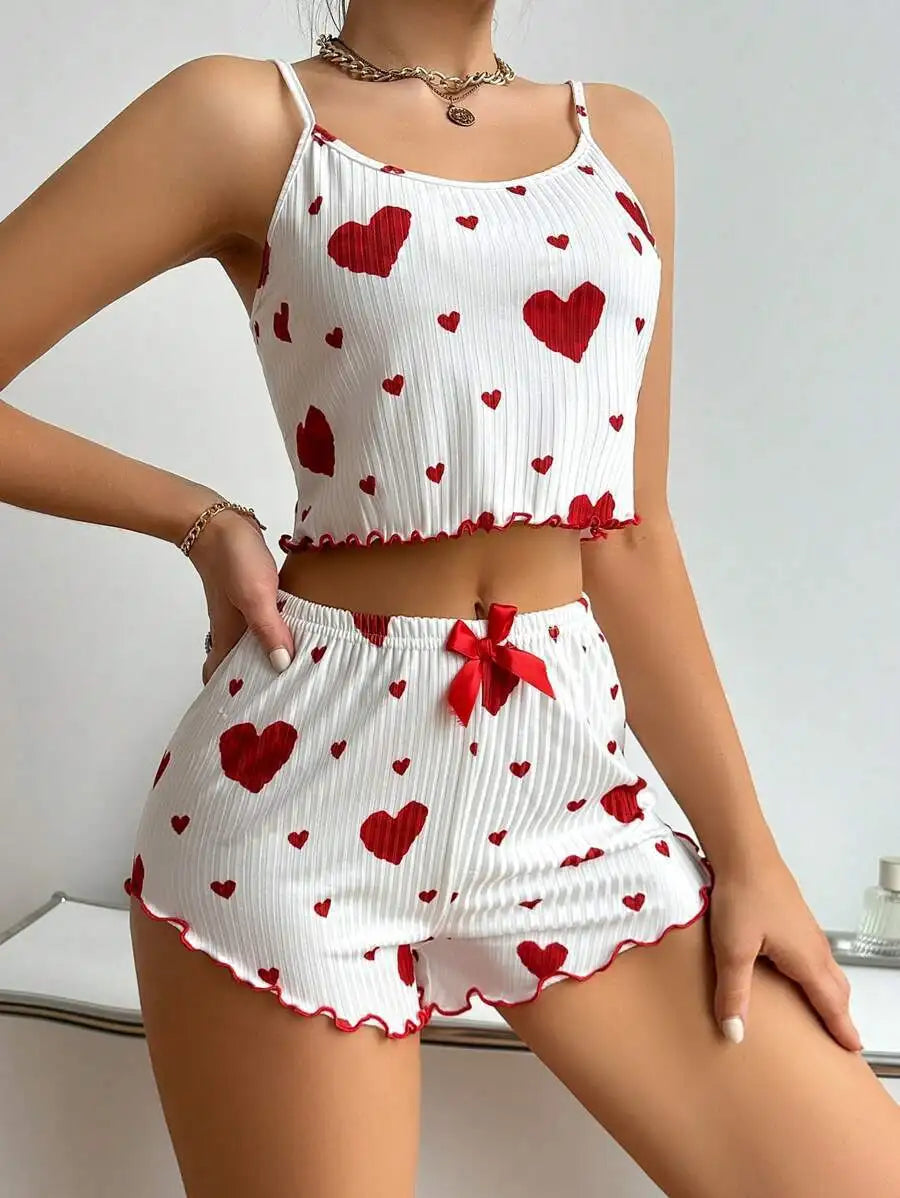 Women’s Heart Print Pajama Set