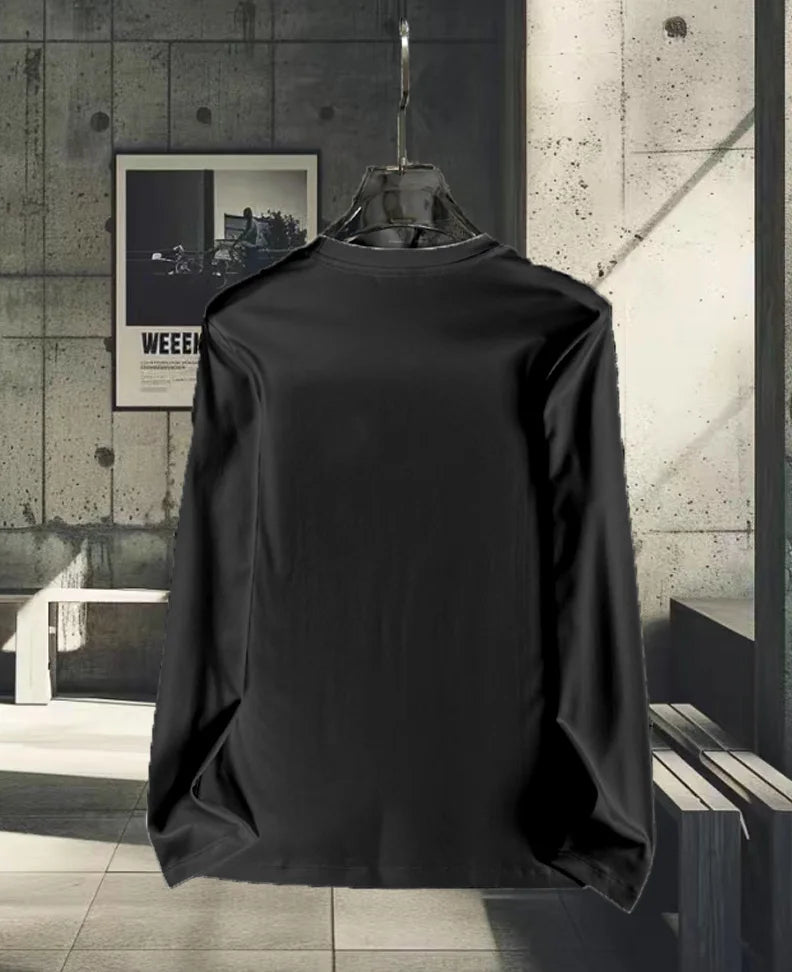 Unisex White Metal Band Print Long-Sleeve Tee