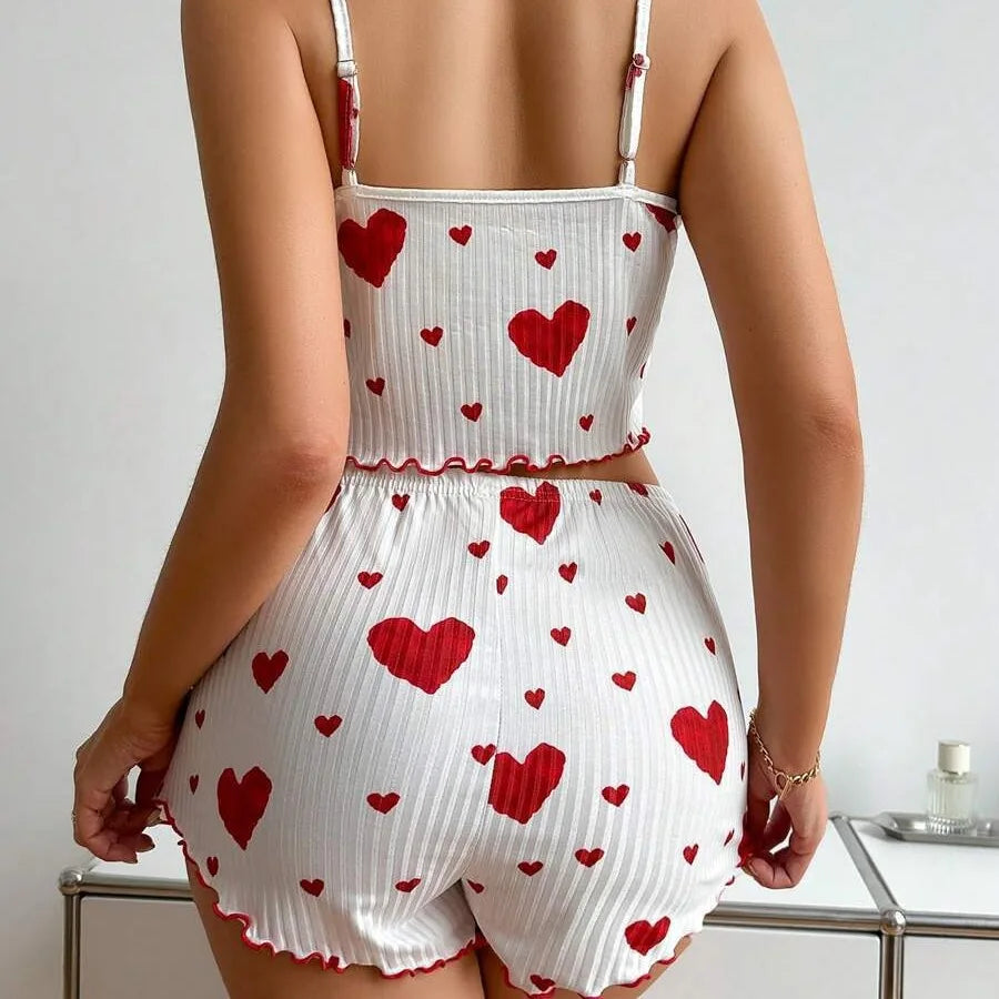 Women’s Heart Print Pajama Set