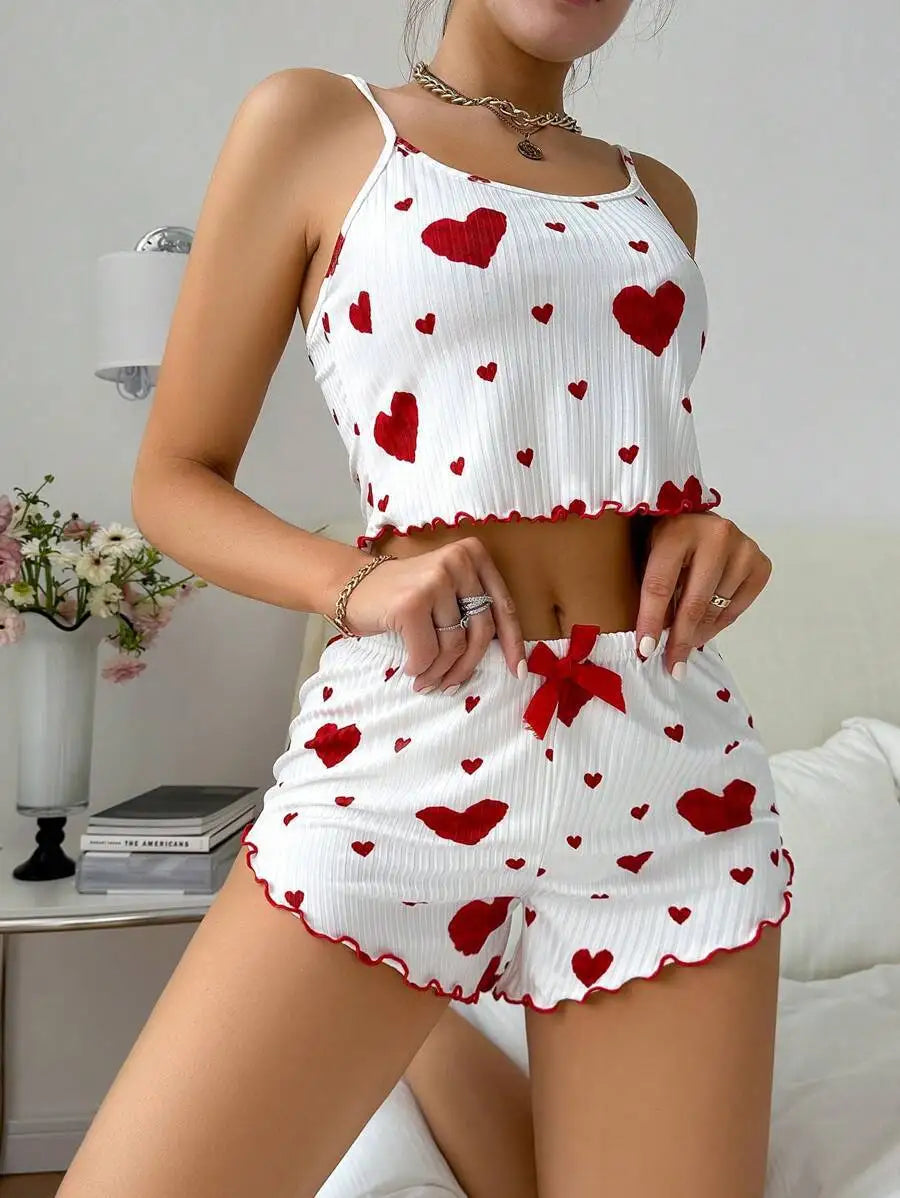 Women’s Heart Print Pajama Set