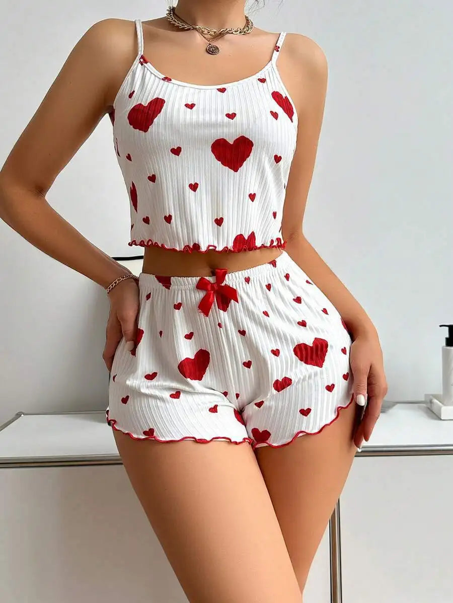 Women’s Heart Print Pajama Set