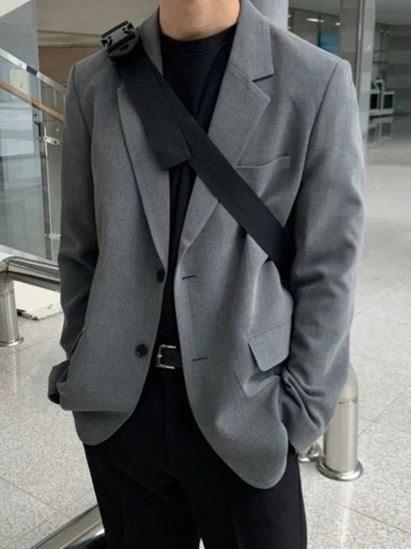 Men’s Oversized Blazer – Plus Size Gray Spring Suit Jacket