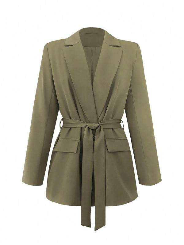 Women’s Tie-Waist Blazer – Elegant Casual Office Jacket
