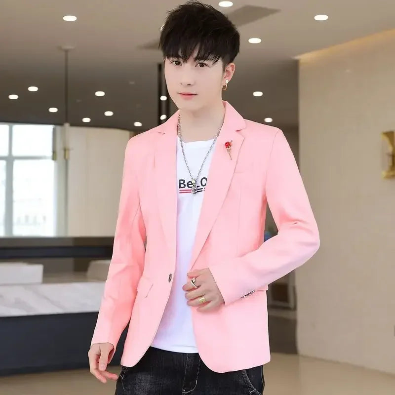 Men’s Cropped Yellow Blazer – Slim Fit Summer Fashion Jacket