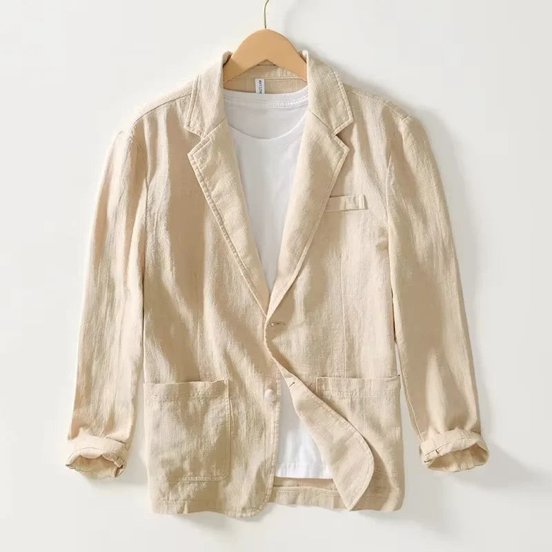 Men’s Summer Linen Blazer – Lightweight Black Suit Jacket