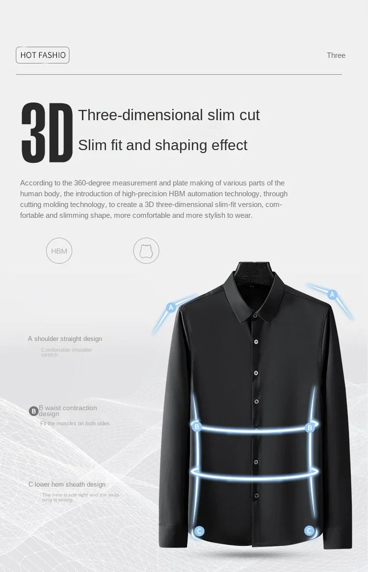 Men’s Non-Iron White Dress Shirt – Long Sleeve Business Shirt (S-5XL)