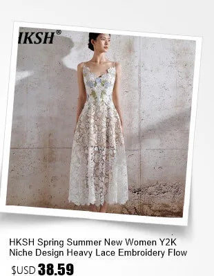 HKSH 2025 Spring Autumn New Women Tide Dark Niche Elegant Temperament Sleeveless Belt Lapel Blazer Chic Ins Y2K Waistcoat HK4714