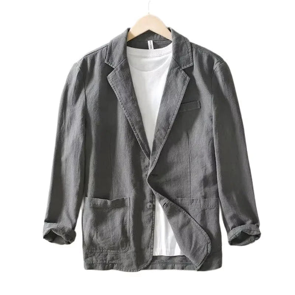 Men’s Summer Linen Blazer – Lightweight Black Suit Jacket