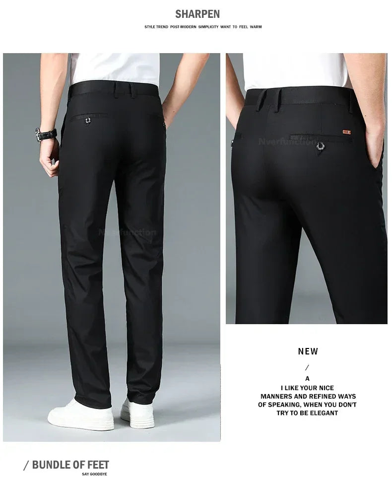 Men’s Bamboo Fiber Dress Pants – Slim Fit Summer Trousers