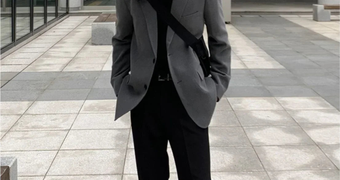Men’s Oversized Blazer – Plus Size Gray Spring Suit Jacket