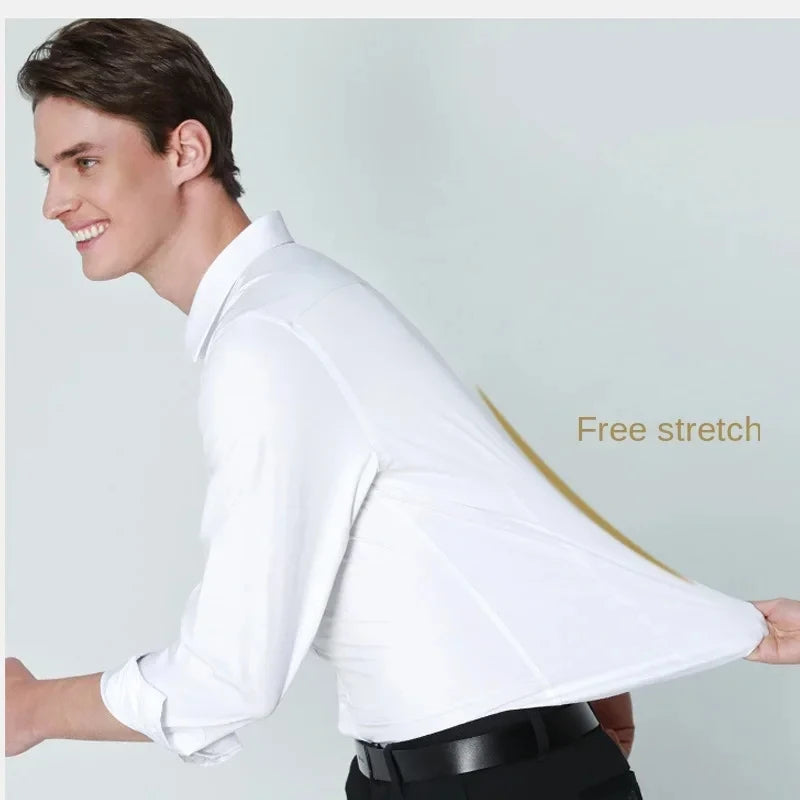 Men’s Slim Fit Navy Work Shirt – Long Sleeve Non-Iron Dress Shirt
