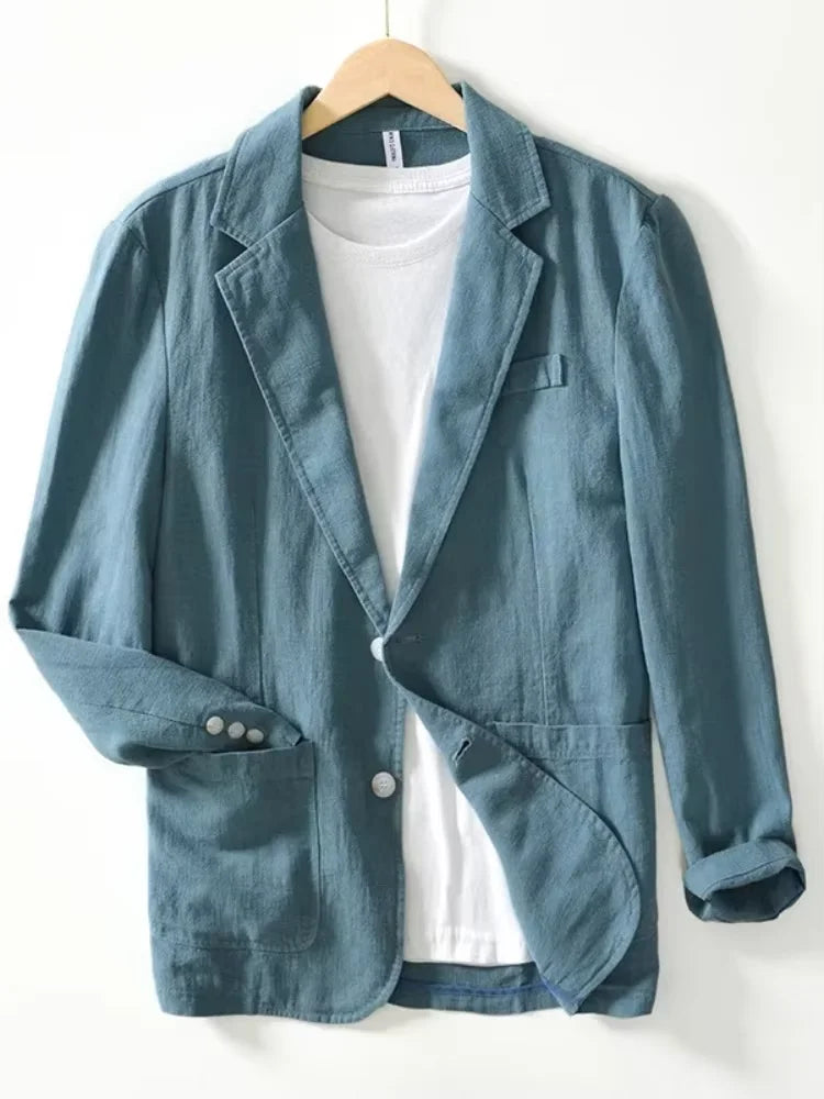Men’s Summer Linen Blazer – Lightweight Black Suit Jacket