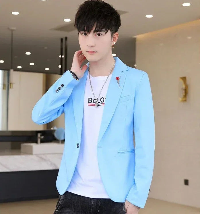 Men’s Cropped Yellow Blazer – Slim Fit Summer Fashion Jacket