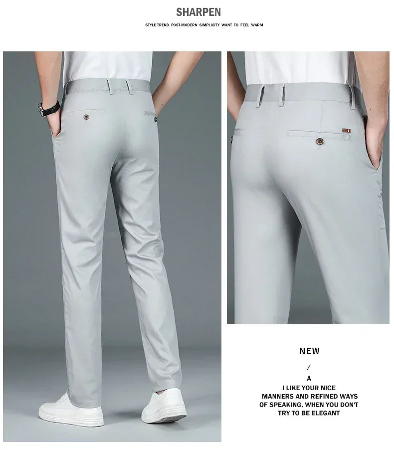 Men’s Bamboo Fiber Dress Pants – Slim Fit Summer Trousers