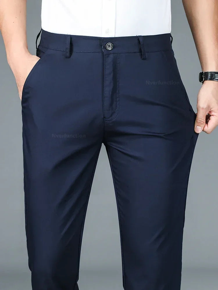 Men’s Bamboo Fiber Dress Pants – Slim Fit Summer Trousers