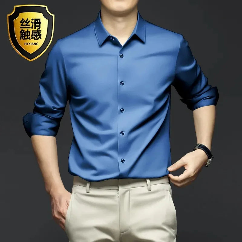Men’s Non-Iron White Dress Shirt – Long Sleeve Business Shirt (S-5XL)