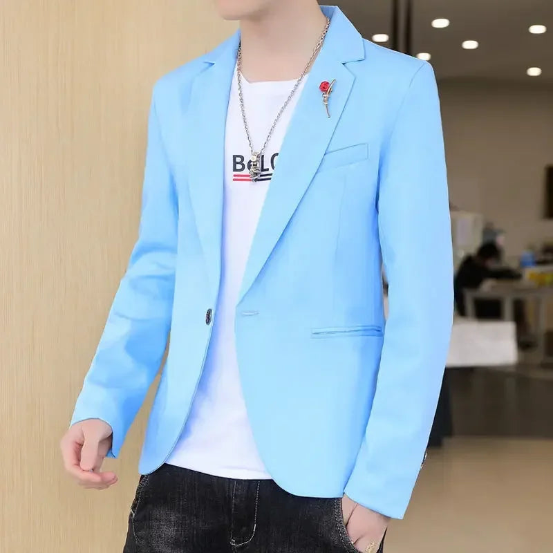 Men’s Cropped Yellow Blazer – Slim Fit Summer Fashion Jacket