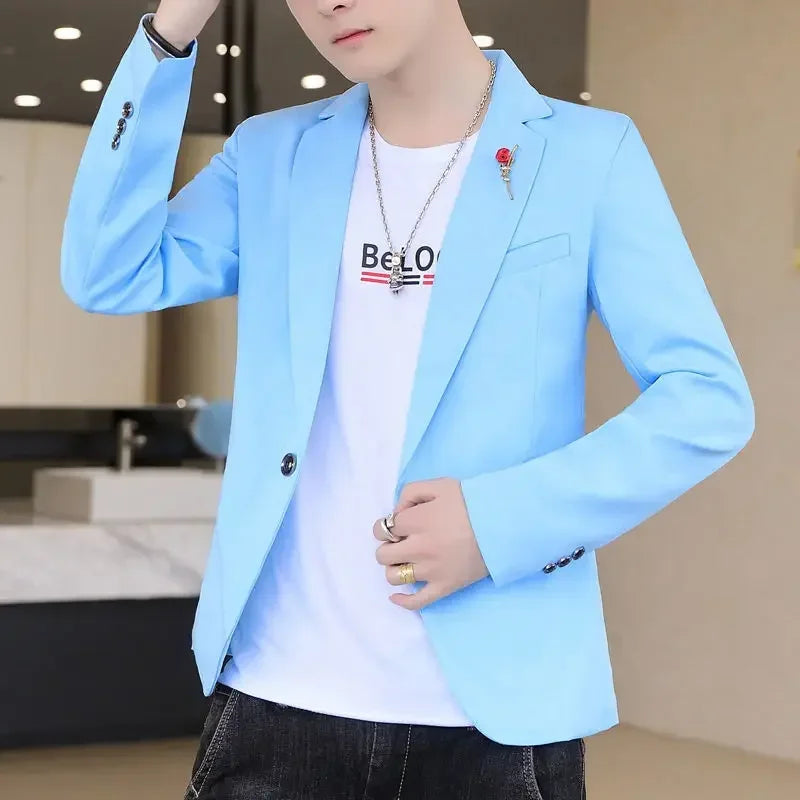 Men’s Cropped Yellow Blazer – Slim Fit Summer Fashion Jacket