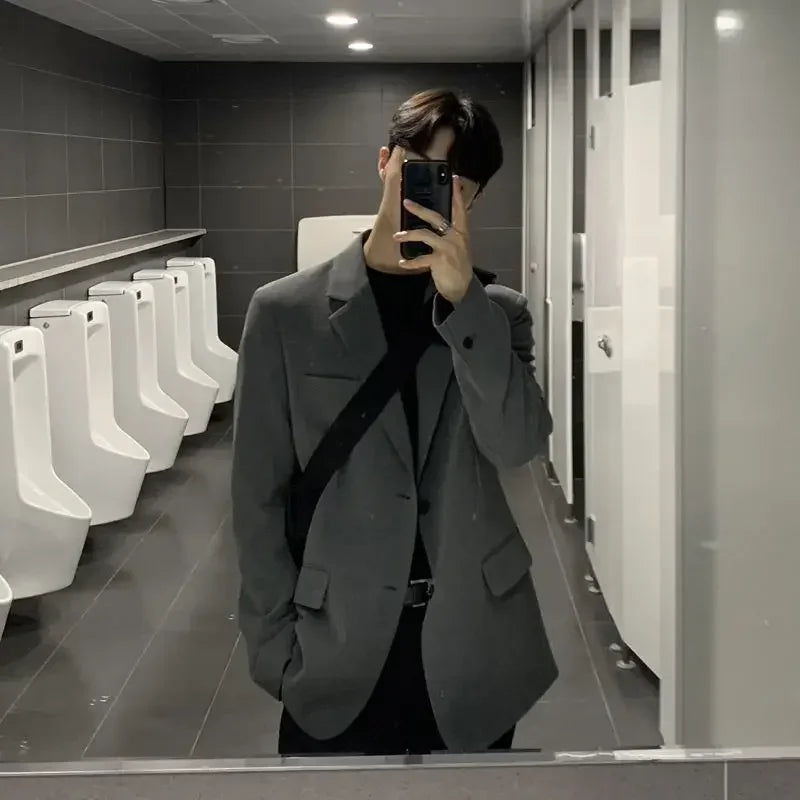 Men’s Oversized Blazer – Plus Size Gray Spring Suit Jacket
