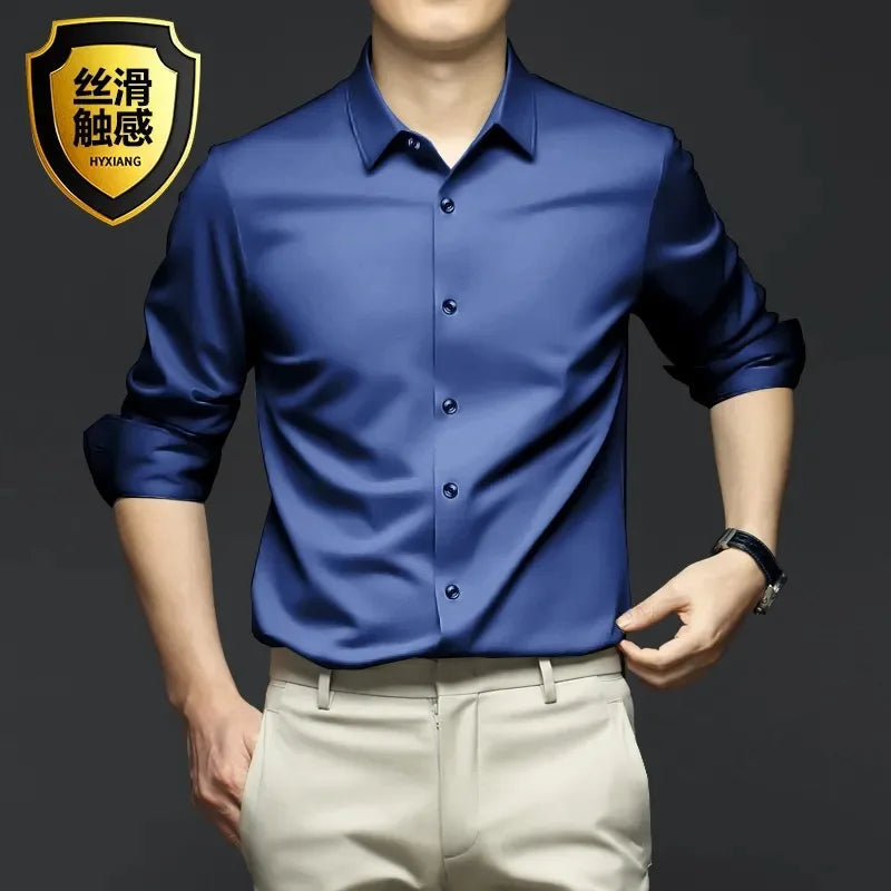 Men’s Non-Iron White Dress Shirt – Long Sleeve Business Shirt (S-5XL)