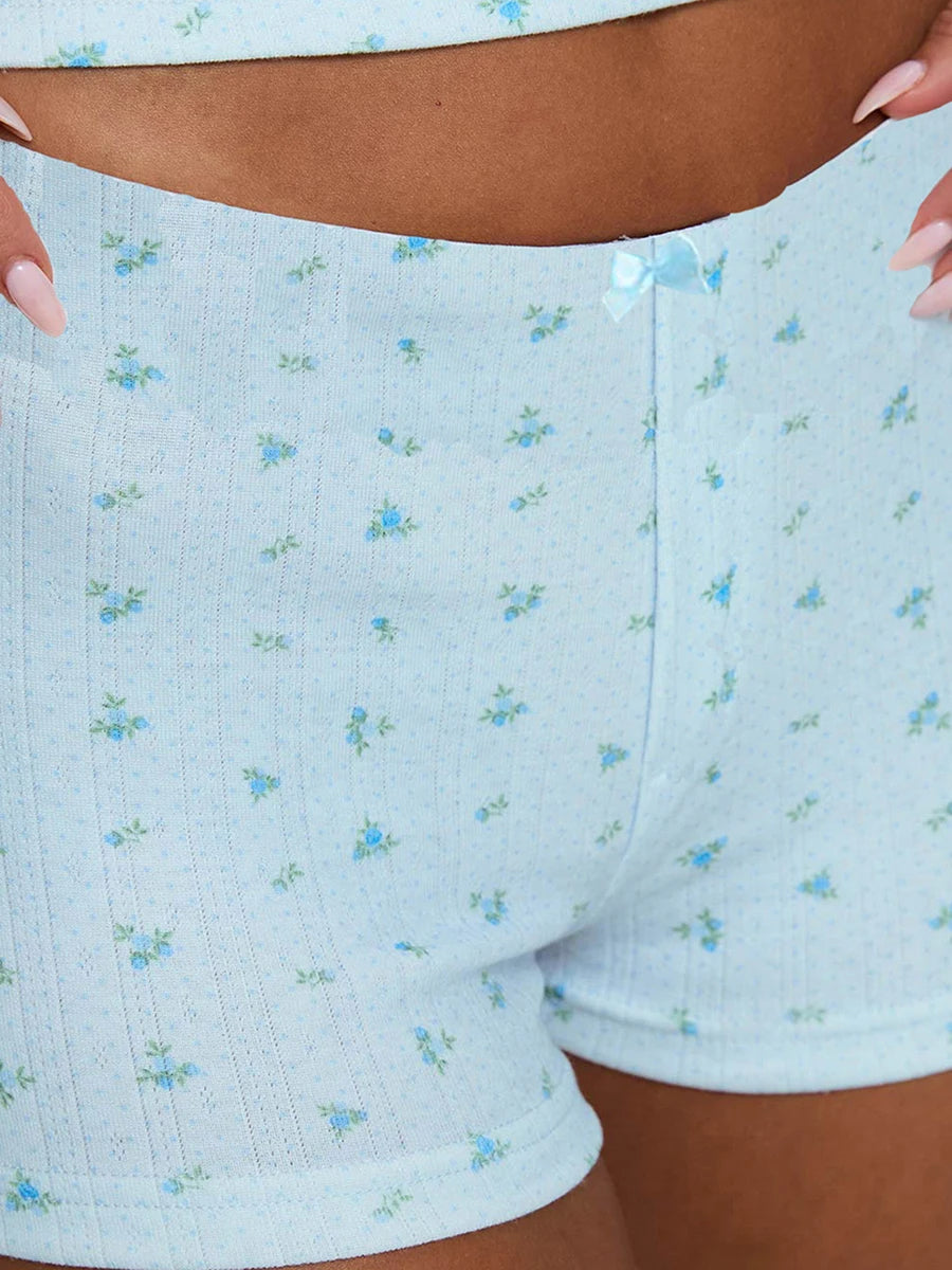 Women’s Animal Print Pajama Set – Tank Top & Shorts