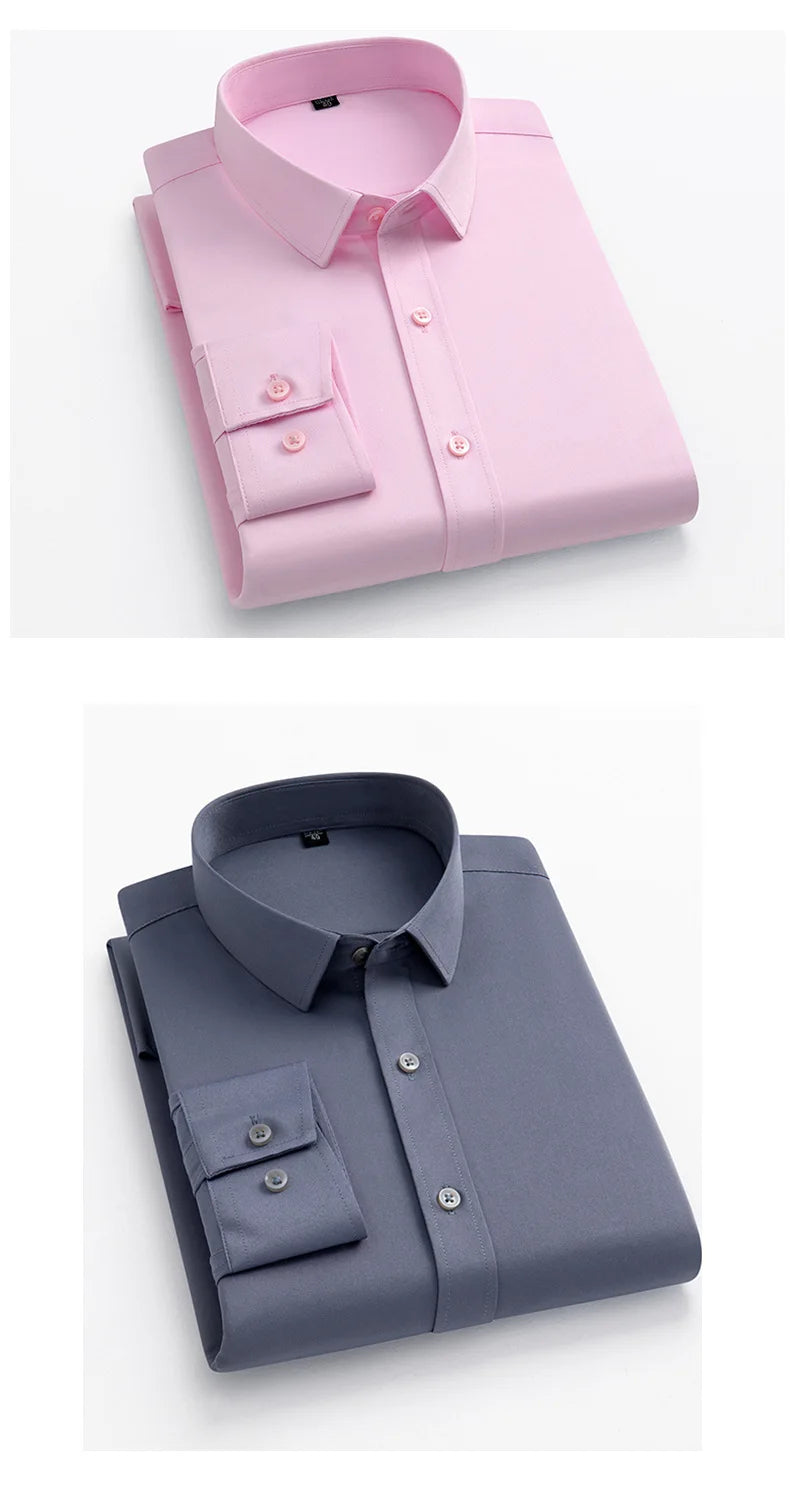 Men’s Slim Fit Navy Work Shirt – Long Sleeve Non-Iron Dress Shirt