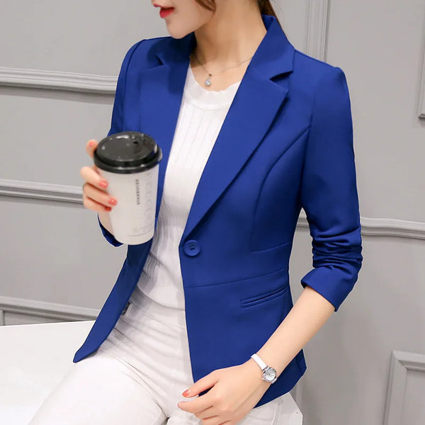 Women’s Blue Office Blazer – Slim Fit Long Sleeve Jacket (2025)