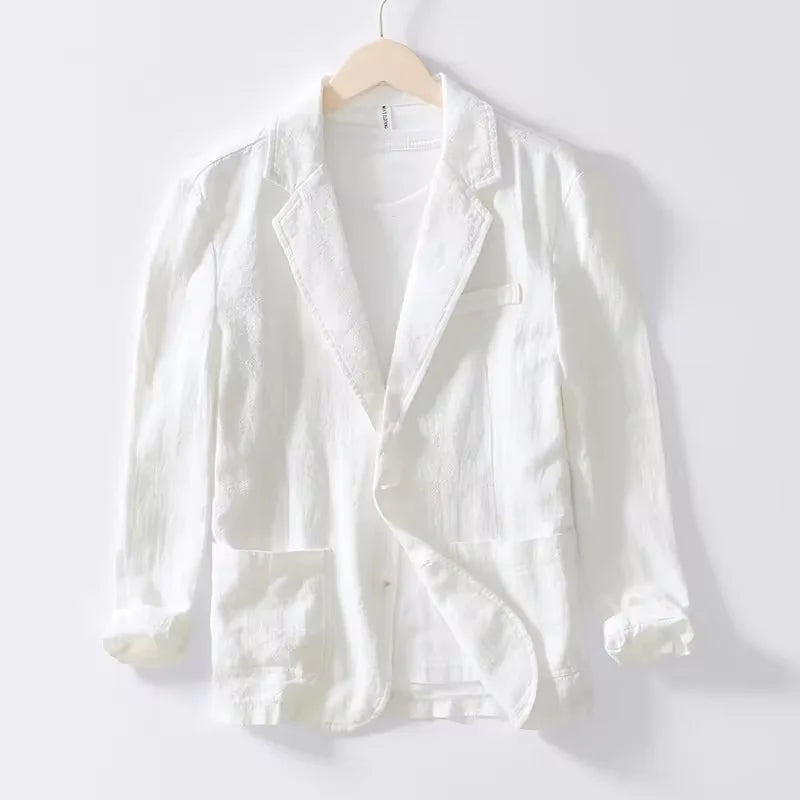 Men’s Summer Linen Blazer – Lightweight Black Suit Jacket