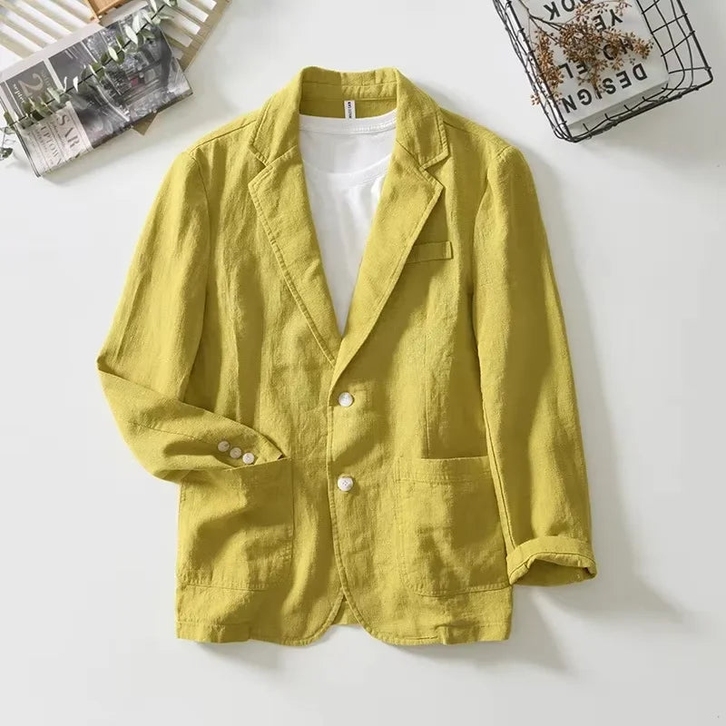 Men’s Summer Linen Blazer – Lightweight Black Suit Jacket