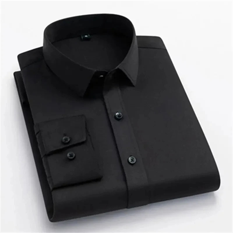Men’s Slim Fit Navy Work Shirt – Long Sleeve Non-Iron Dress Shirt