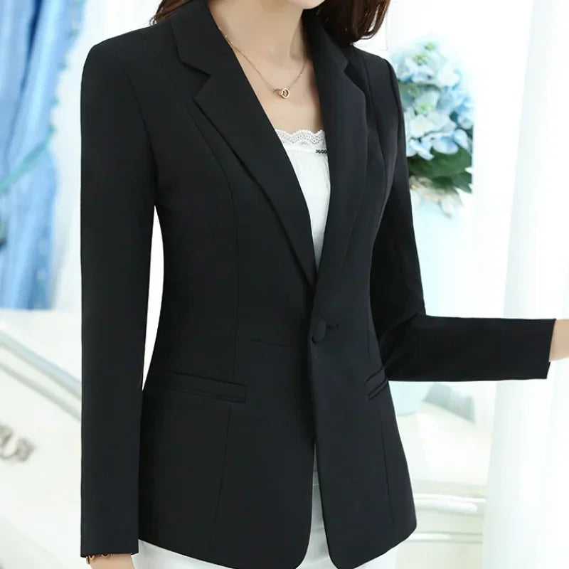 Women’s Pink Office Blazer – Elegant Long Sleeve Work Jacket (Up to 5XL)