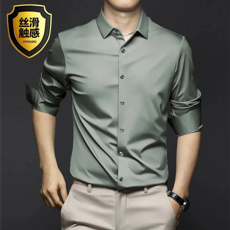Men’s Non-Iron White Dress Shirt – Long Sleeve Business Shirt (S-5XL)