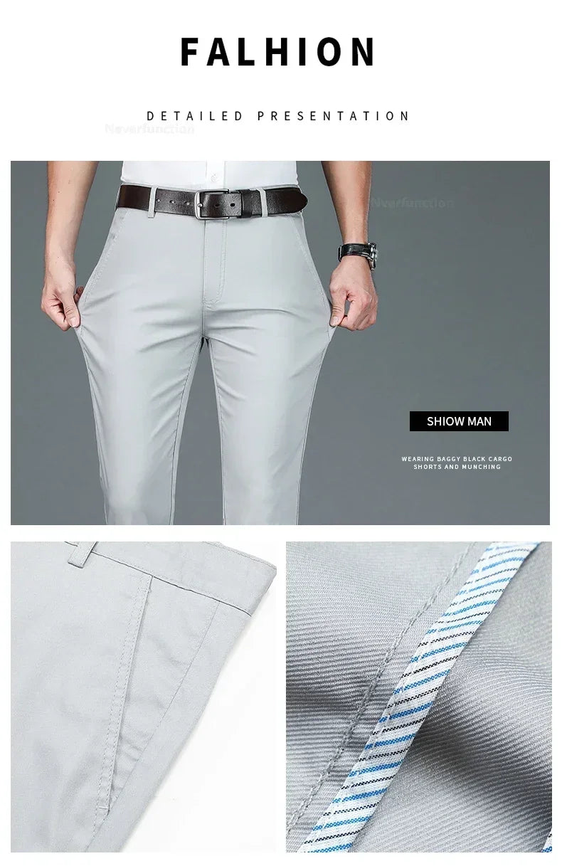 Men’s Bamboo Fiber Dress Pants – Slim Fit Summer Trousers