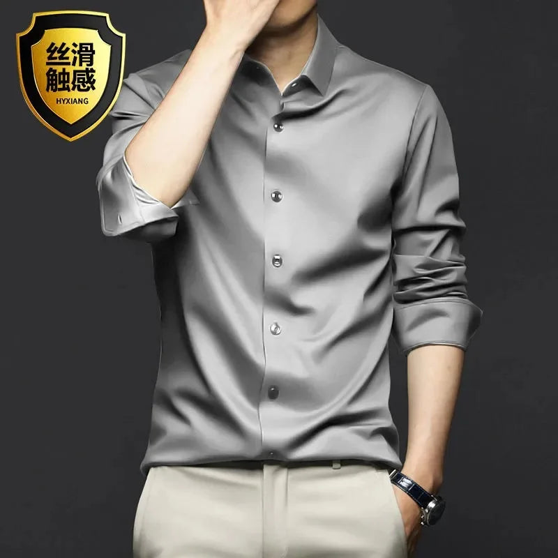 Men’s Non-Iron White Dress Shirt – Long Sleeve Business Shirt (S-5XL)