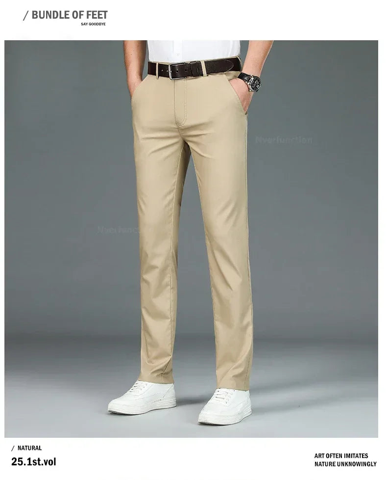 Men’s Bamboo Fiber Dress Pants – Slim Fit Summer Trousers