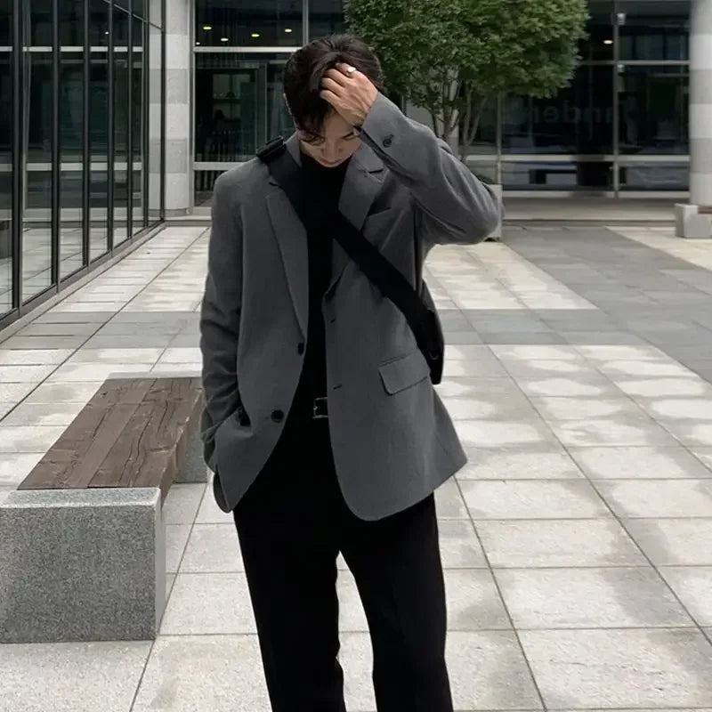 Men’s Oversized Blazer – Plus Size Gray Spring Suit Jacket