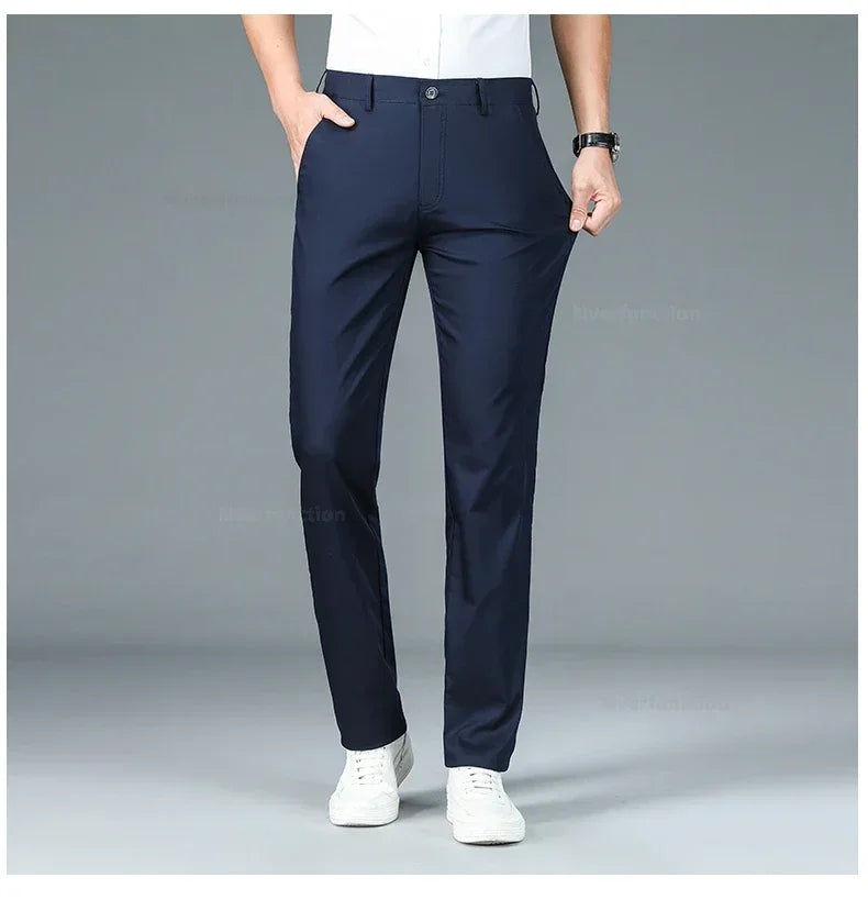 Men’s Bamboo Fiber Dress Pants – Slim Fit Summer Trousers