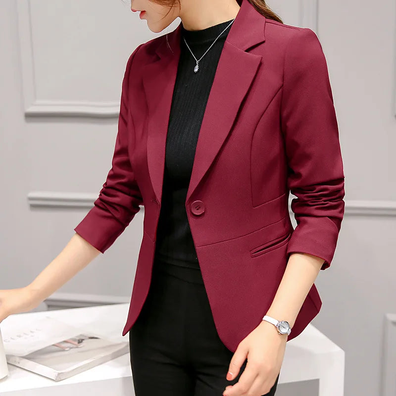 Women’s Blue Office Blazer – Slim Fit Long Sleeve Jacket (2025)