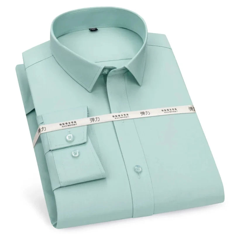 Men’s Slim Fit Navy Work Shirt – Long Sleeve Non-Iron Dress Shirt