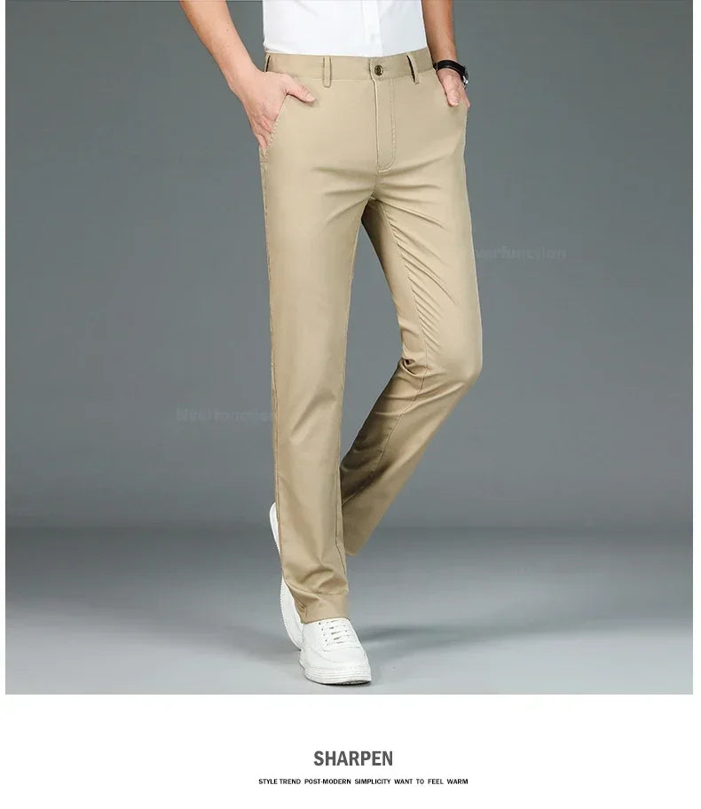 Men’s Bamboo Fiber Dress Pants – Slim Fit Summer Trousers
