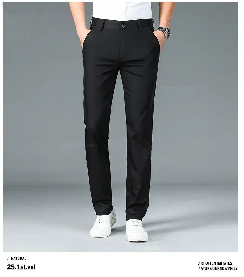 Men’s Bamboo Fiber Dress Pants – Slim Fit Summer Trousers