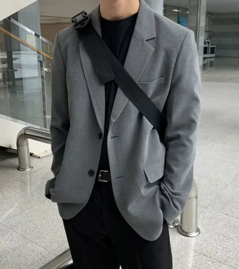 Men’s Oversized Blazer – Plus Size Gray Spring Suit Jacket