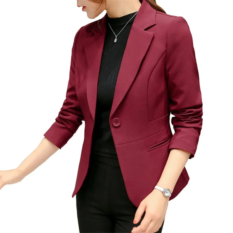 Women’s Blue Office Blazer – Slim Fit Long Sleeve Jacket (2025)