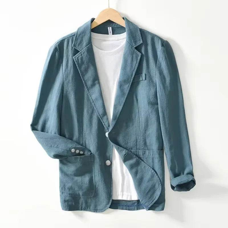 Men’s Summer Linen Blazer – Lightweight Black Suit Jacket