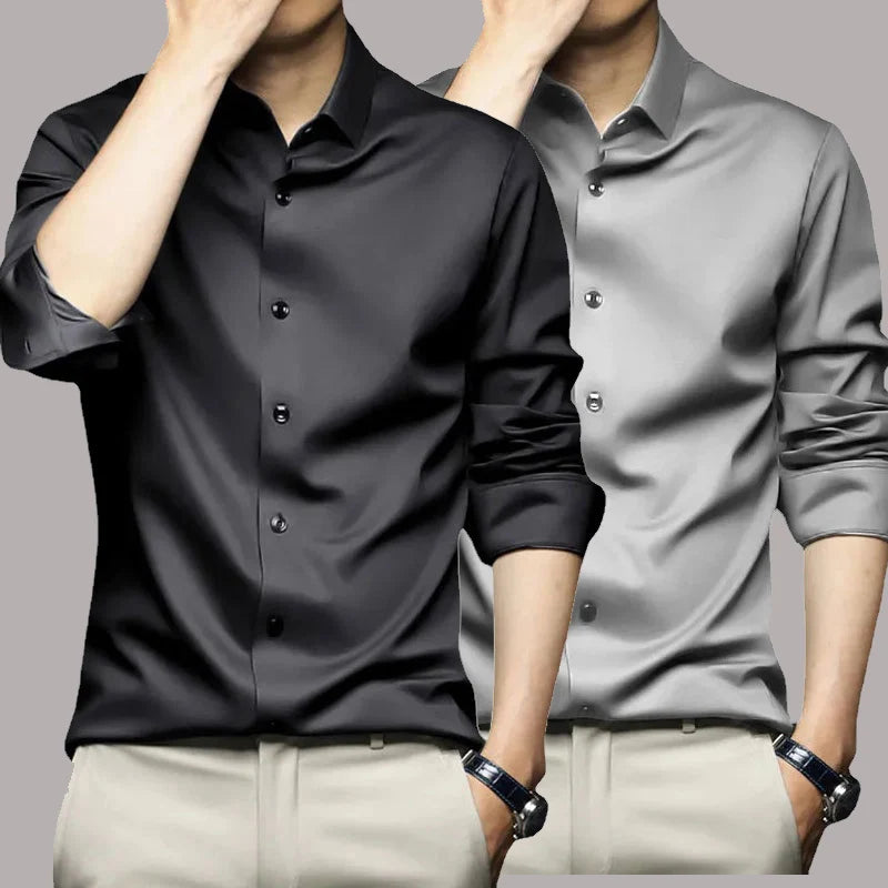 Men’s Non-Iron White Dress Shirt – Long Sleeve Business Shirt (S-5XL)