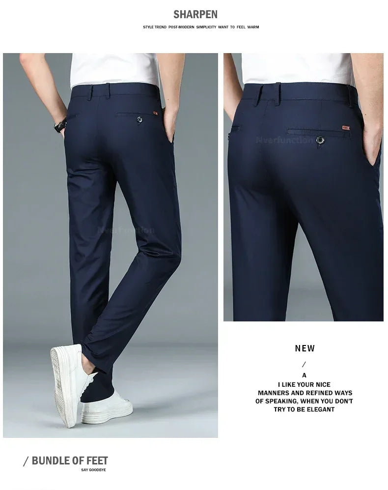Men’s Bamboo Fiber Dress Pants – Slim Fit Summer Trousers