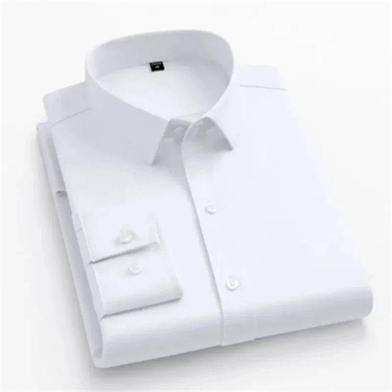 Men’s Slim Fit Navy Work Shirt – Long Sleeve Non-Iron Dress Shirt