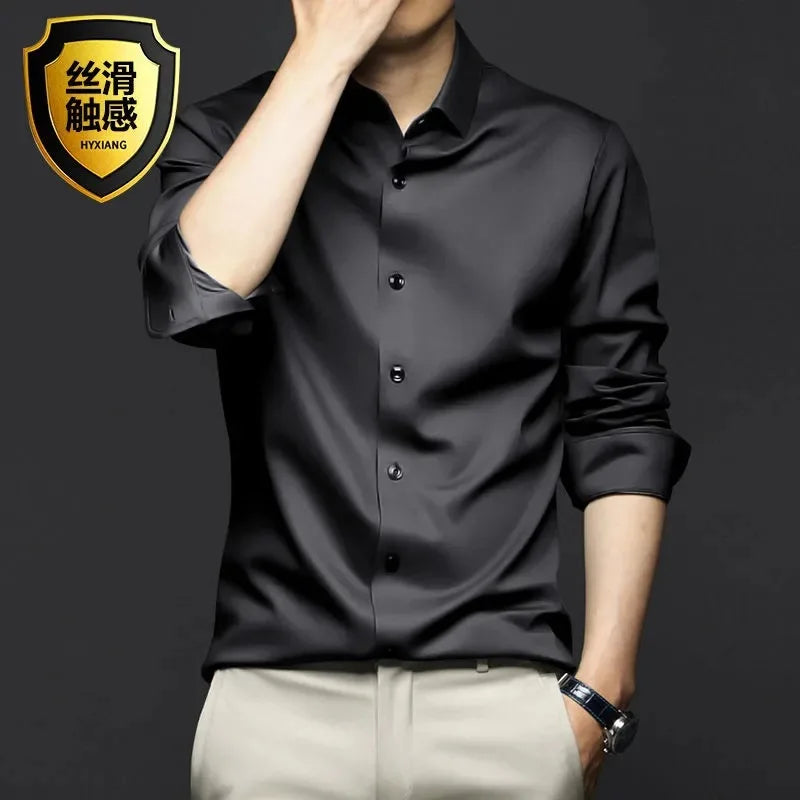 Men’s Non-Iron White Dress Shirt – Long Sleeve Business Shirt (S-5XL)