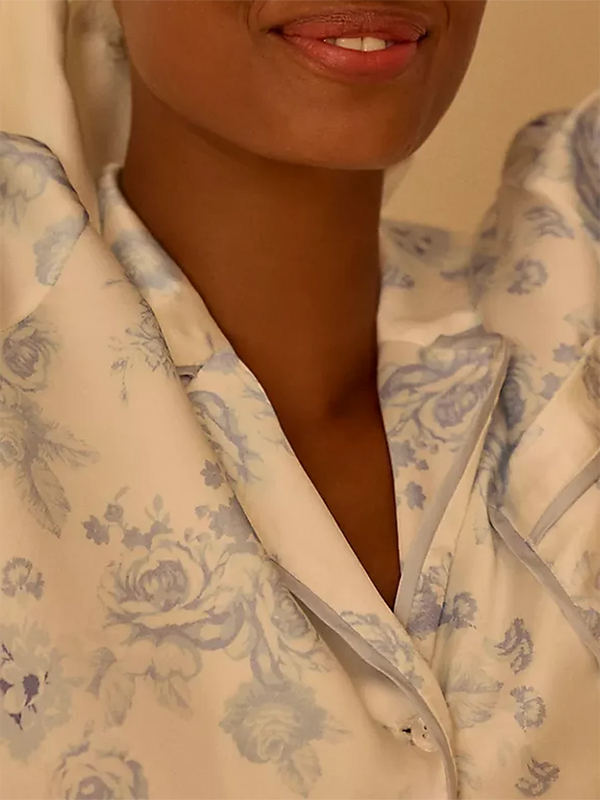 Women’s Floral Pajama Set – Long Sleeve Shirt & Shorts