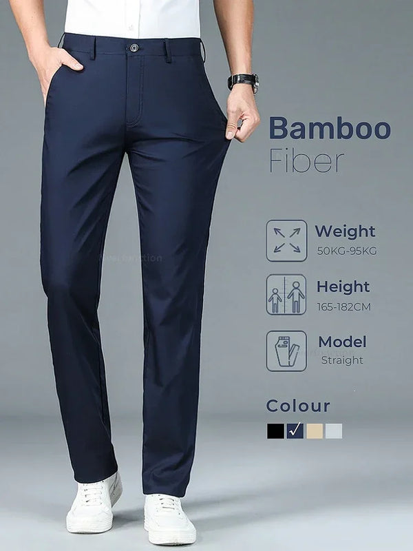Men’s Bamboo Fiber Dress Pants – Slim Fit Summer Trousers